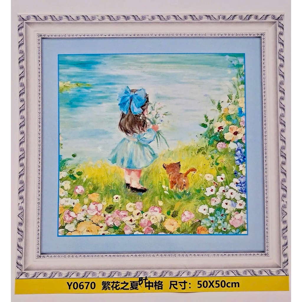 Tranh thêu kín bé gái, thêu kín 3 sợi (11CT), kích thước mỗi bức 40 x 40 cm