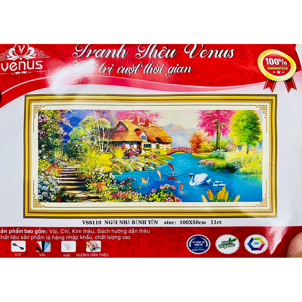 Tranh thêu kín Ngôi nhà hạnh phúc VS8110, kt 100x50 cm