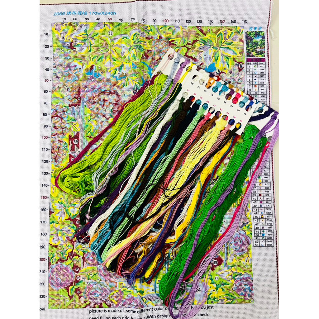 Tranh thêu kín Vườn nho 2066, kích thước 62 x 62 cm, thêu kín