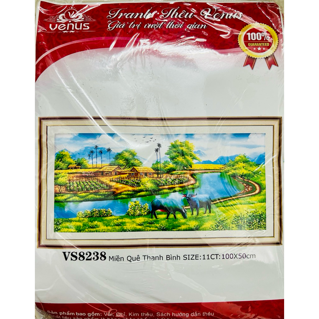 Tranh thêu chữ thập Miền quê thanh bình VS8238, kích thước 100 x 50 cm