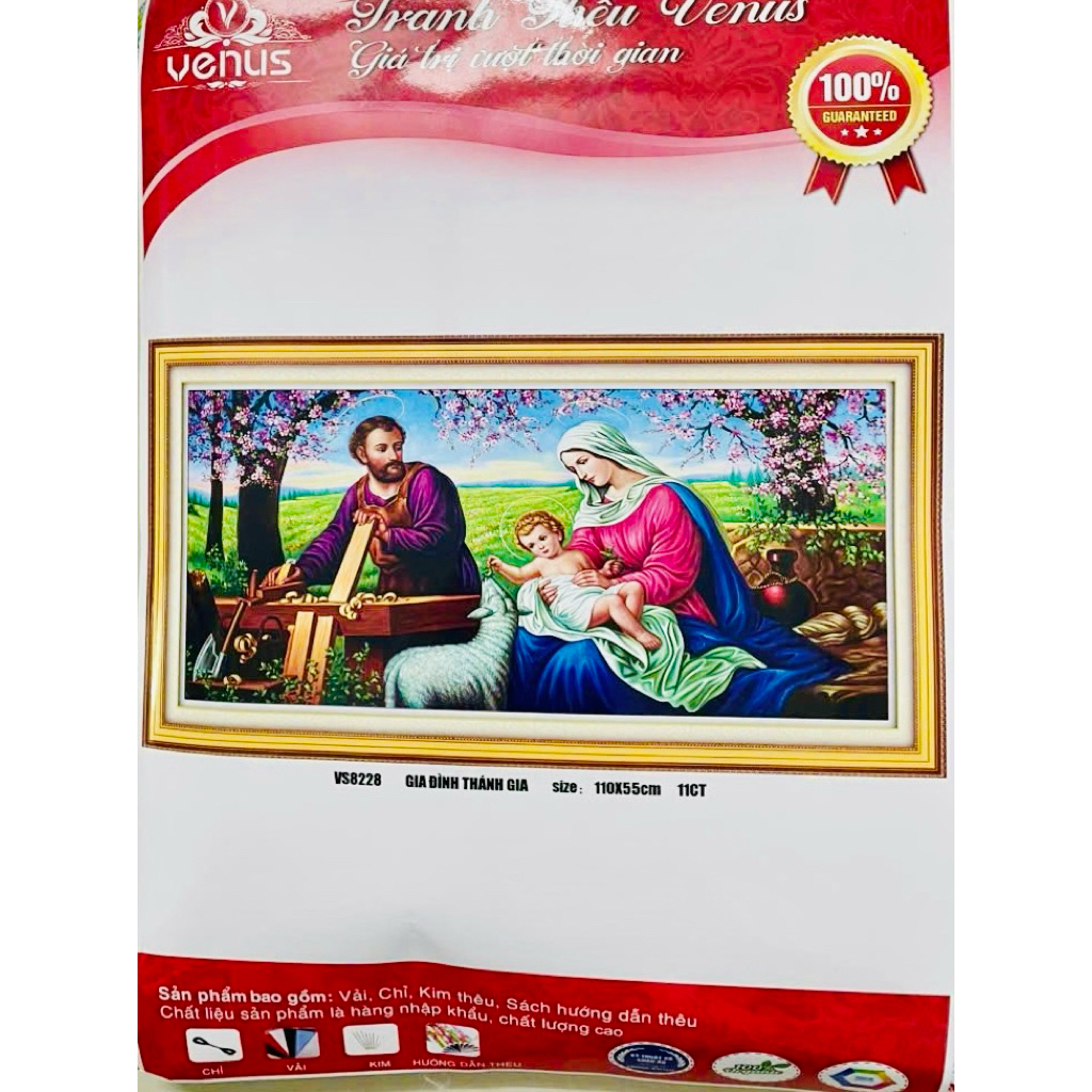 Tranh thêu kín Gia đình thánh gia (gia đình chúa) vs8228, kích thước 110x55cm