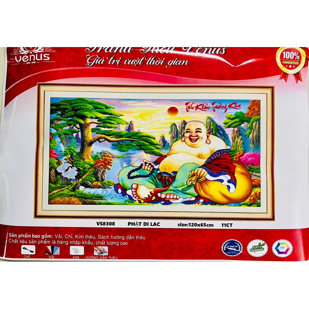 Tranh thêu kín chữ thập Phật di lặc VS8308, kích thước 120*65 cm