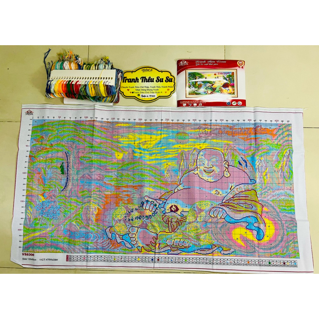 Tranh thêu kín chữ thập Phật di lặc VS8308, kích thước 120*65 cm