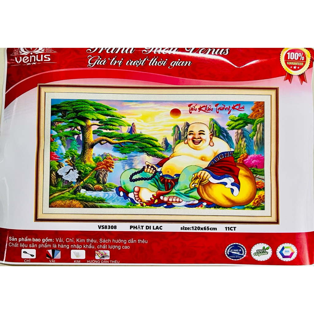 Tranh thêu kín chữ thập Phật di lặc VS8308, kích thước 120*65 cm