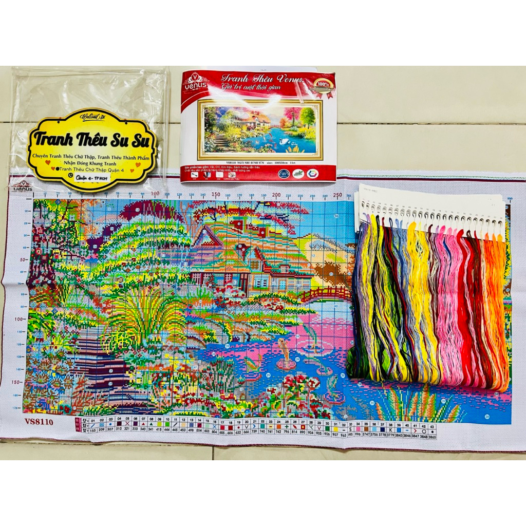 Tranh thêu kín Ngôi nhà hạnh phúc VS8110, kt 100x50 cm