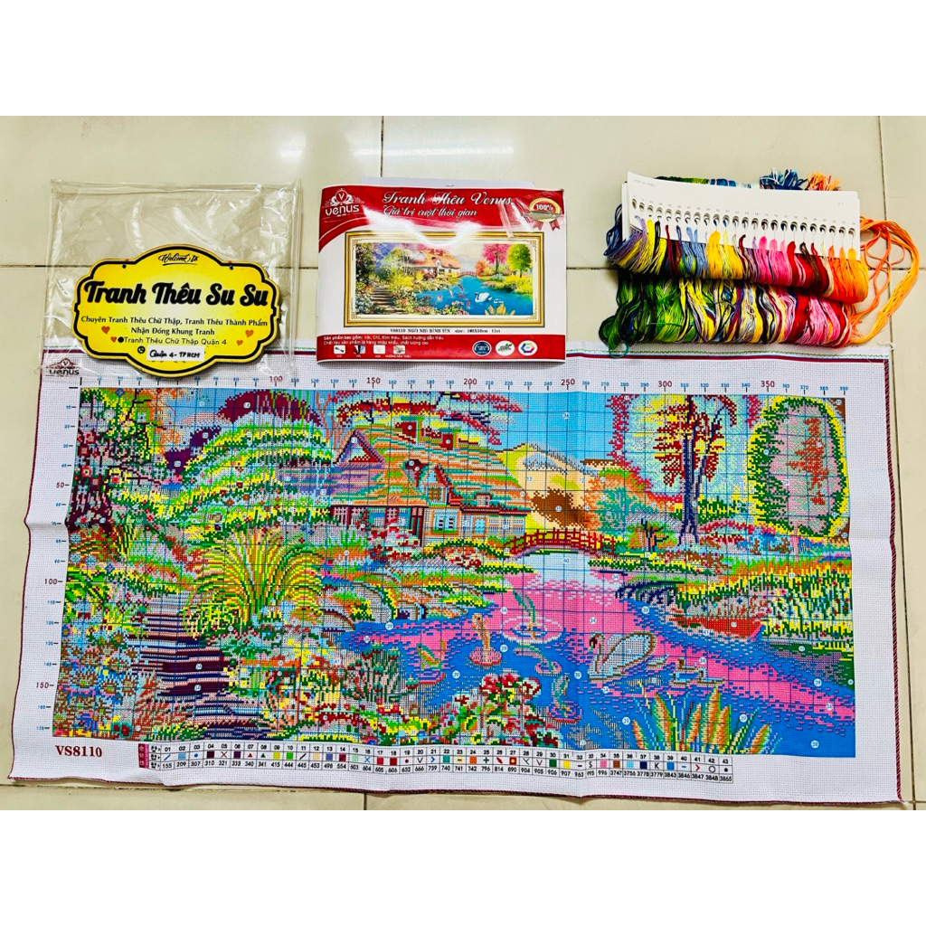 Tranh thêu kín Ngôi nhà hạnh phúc VS8110, kt 100x50 cm