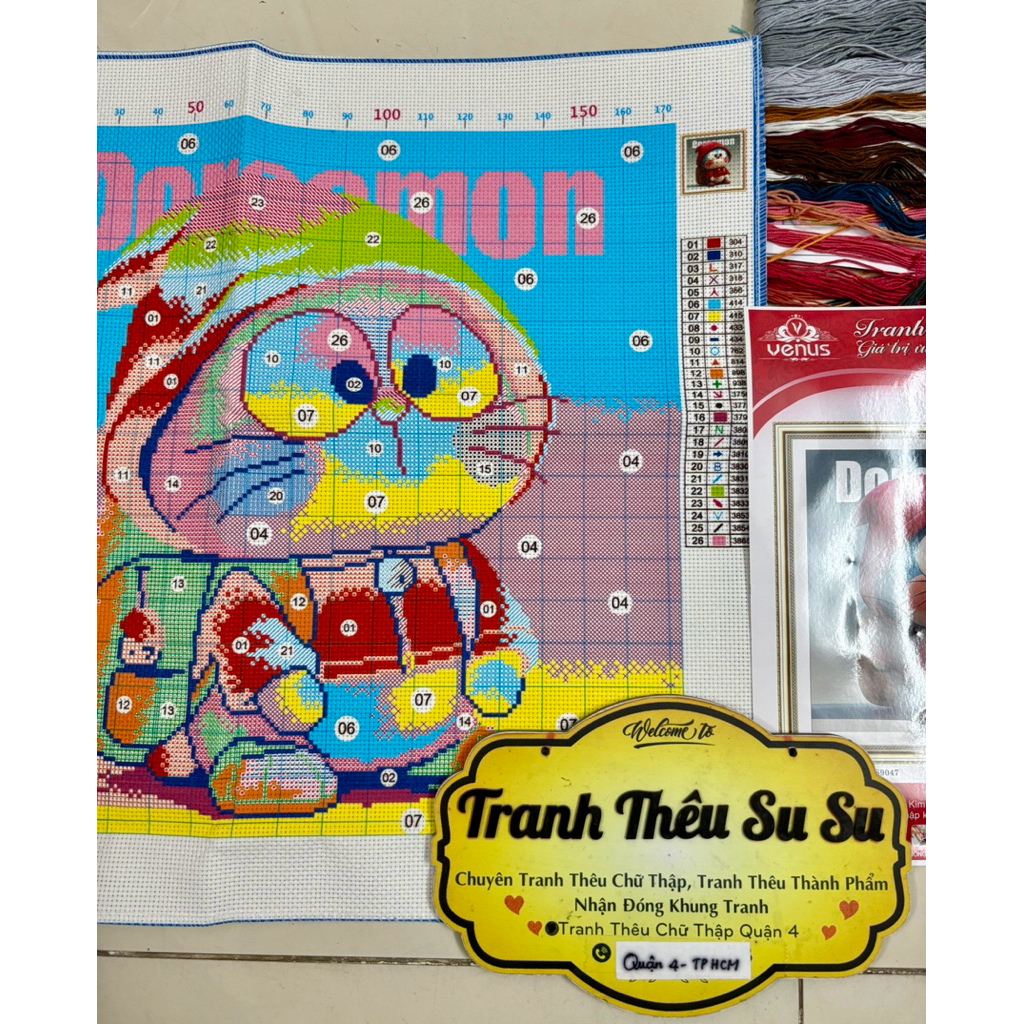 Tranh thêu kien Đô rê mon VS9047, kích thước 50x50 cm