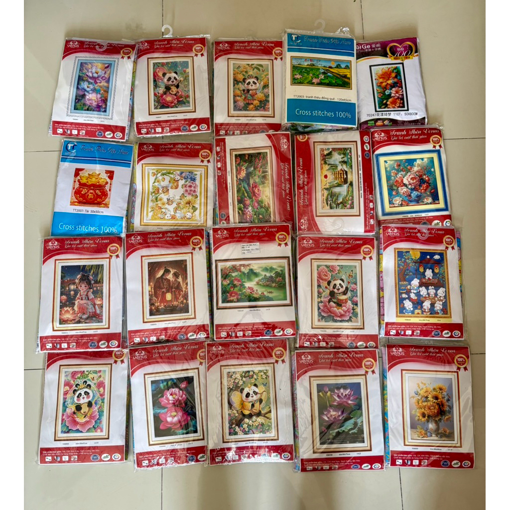 Tranh thêu kín cá chép hoa sen VS8827, kích thước 50 x 50 cm