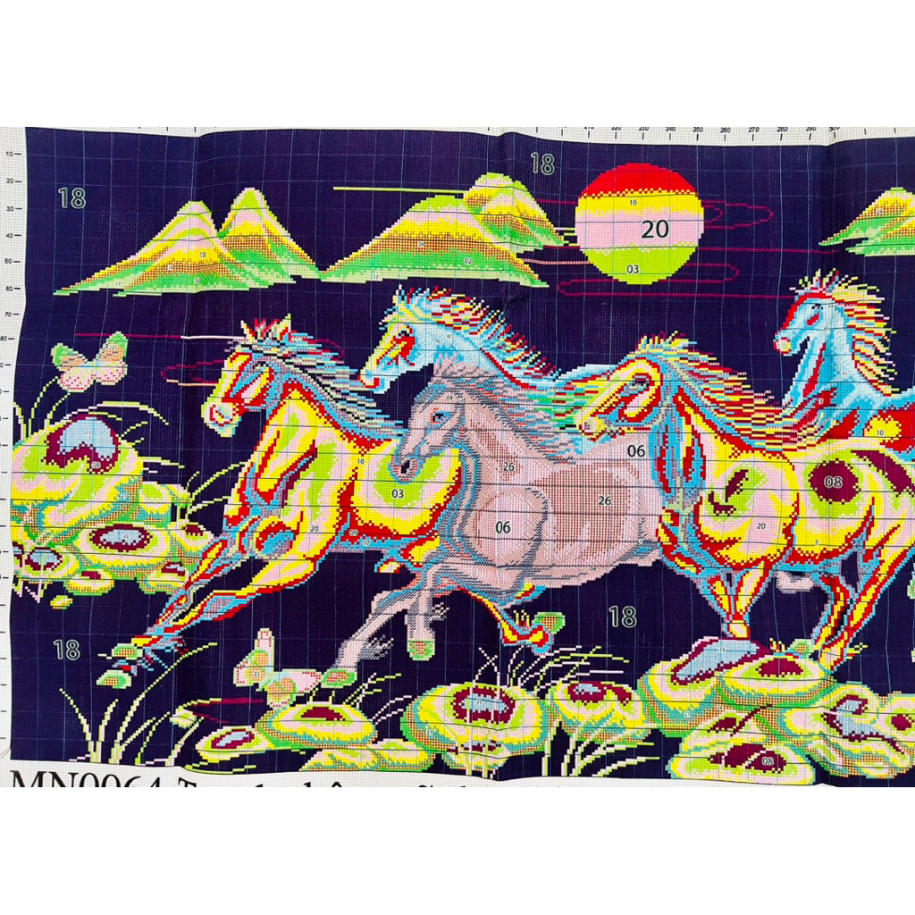 Tranh thêu kín Mã đáo thành công MN0064, kích thước 130 x 65 cm