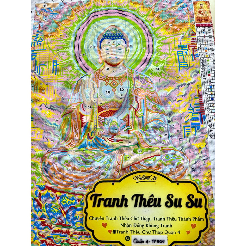 Tranh thêu kín Phật a di đà VS8416, kích thước 50 x 80 cm
