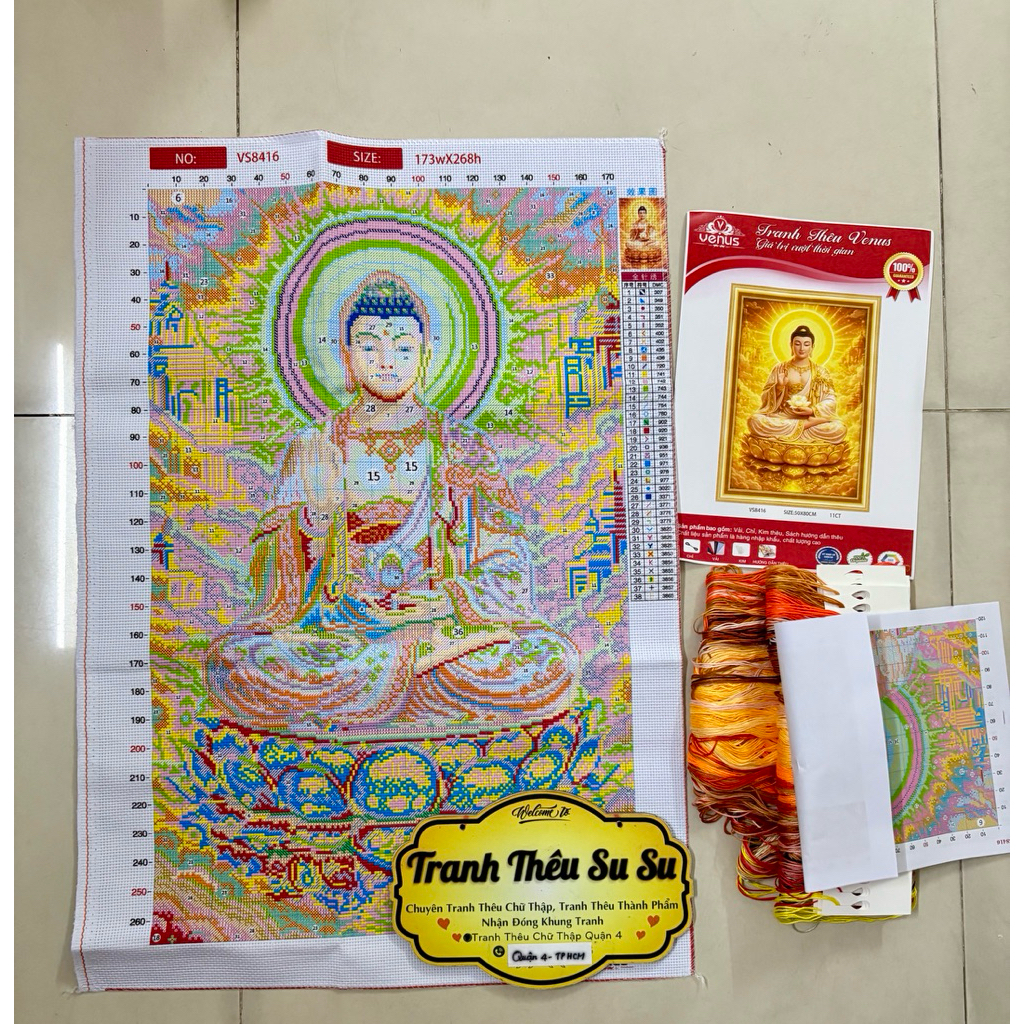 Tranh thêu kín Phật a di đà VS8416, kích thước 50 x 80 cm