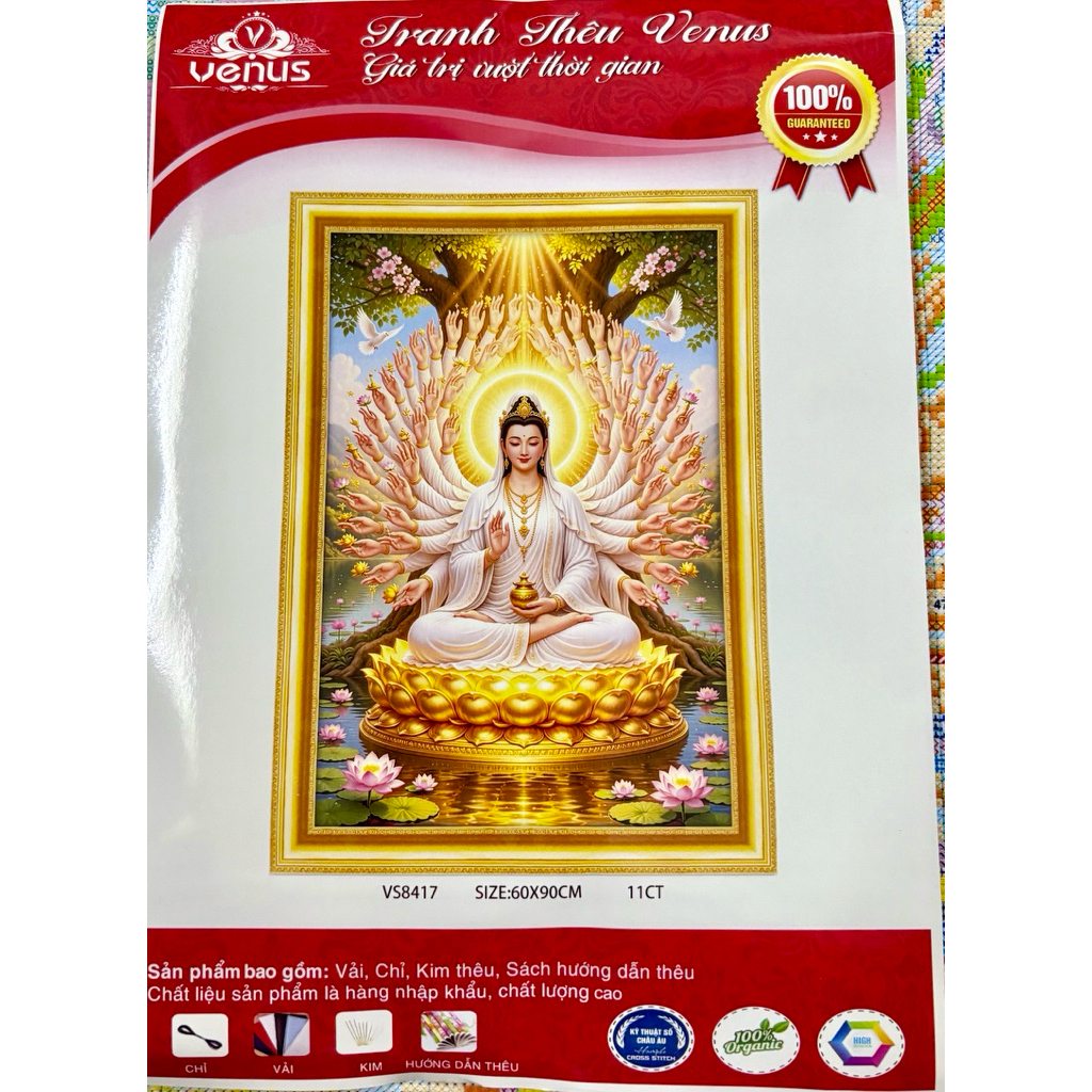 Tranh thêu kín  Phật quan âm VS8417, kích thước 60 x 90 cm