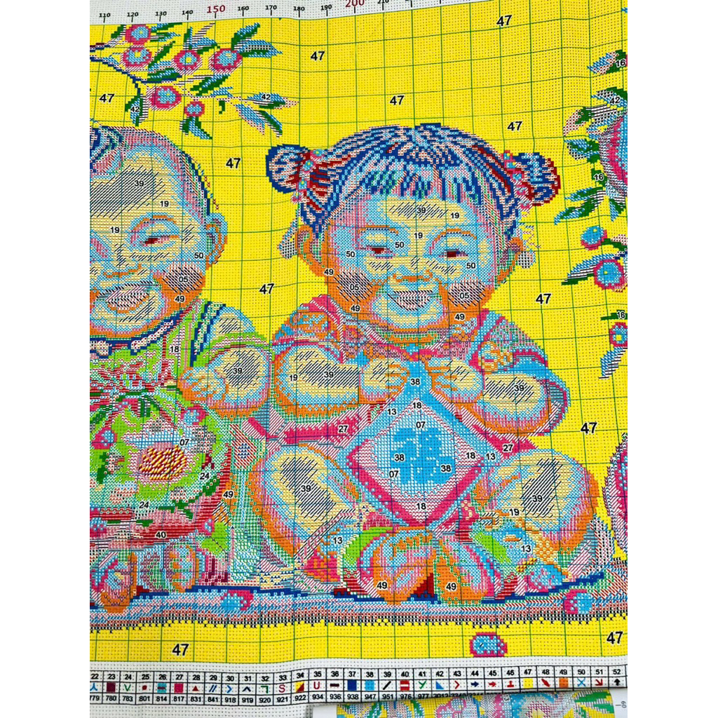 Tranh thêu kín Tiên đồng Ngọc nữ VS8376, kích thước 90 x 60 cm