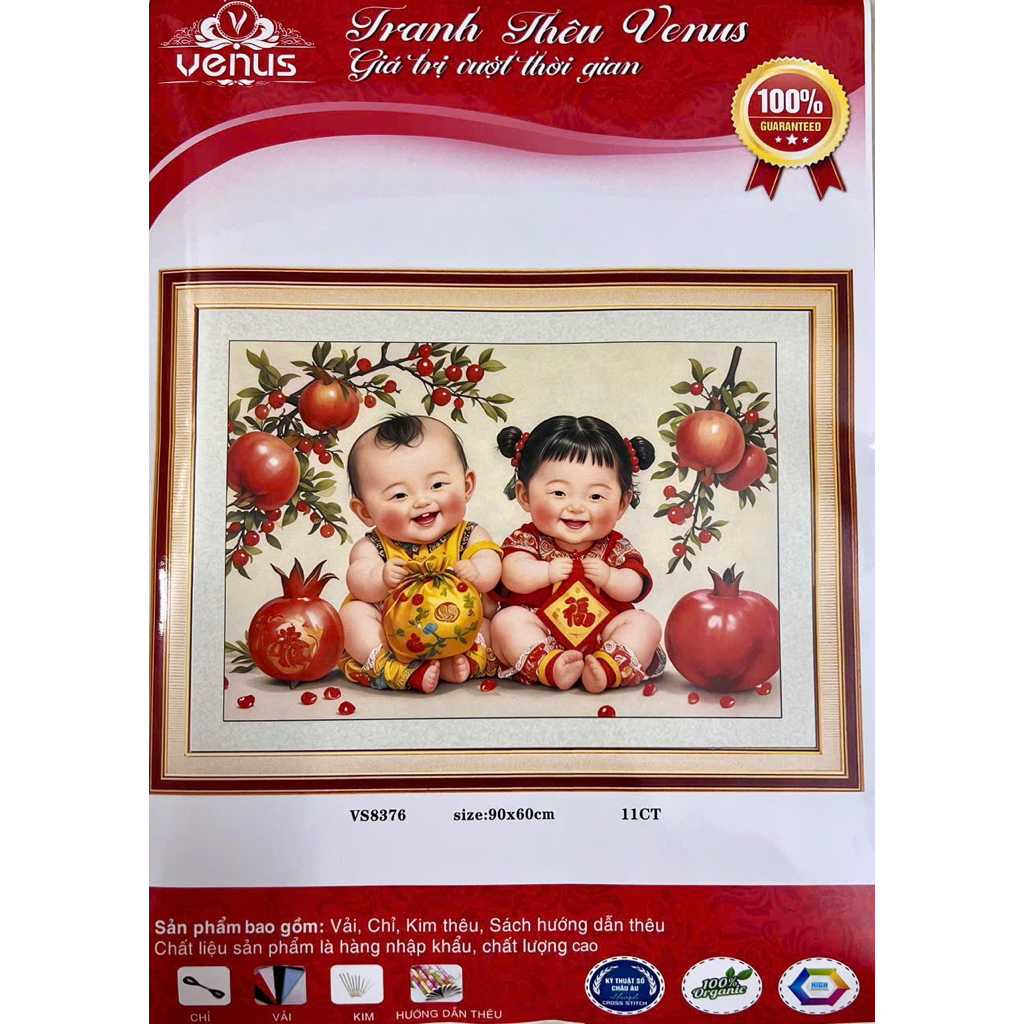 Tranh thêu kín Tiên đồng Ngọc nữ VS8376, kích thước 90 x 60 cm