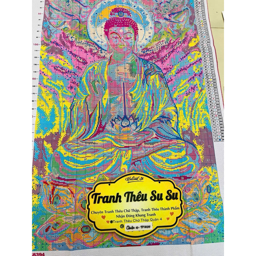 Tranh thêu kín Phật a di đà ngồi VS8394, kích thước 60 x 90 cm