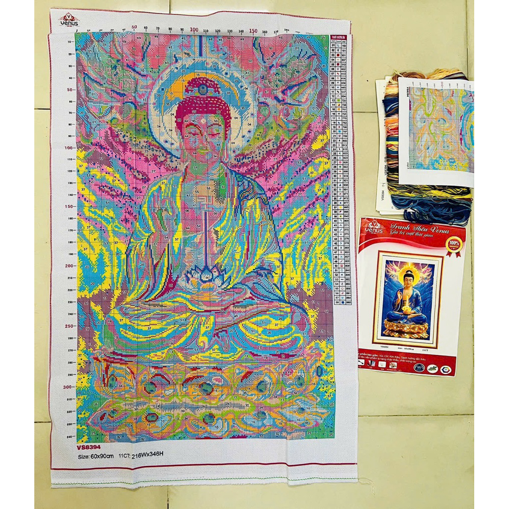 Tranh thêu kín Phật a di đà ngồi VS8394, kích thước 60 x 90 cm
