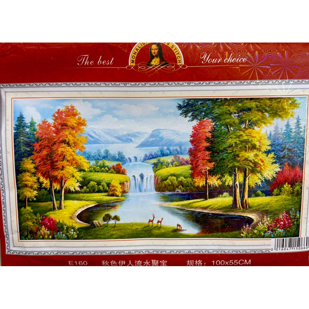 Tranh thêu kín Phong cảnh thiên nhiên tươi đẹp E160, kích thước 100 x 55 cm