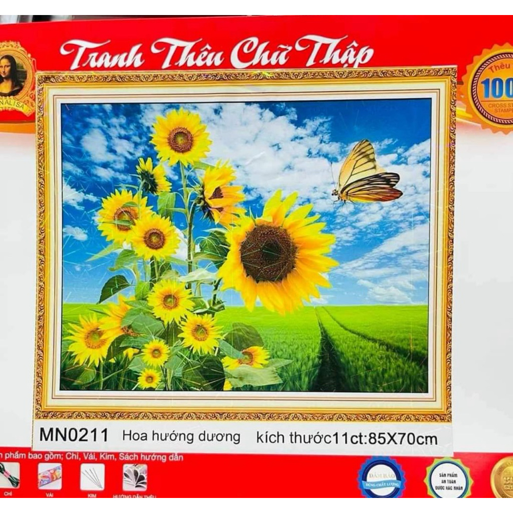 Tranh thêu kín Hoa hướng dương MN0211, kích thước 70x80 cm