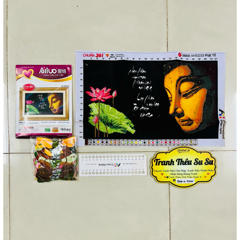 Tranh thêu 3D, tranh phật tổ AL53233, kích thước 60x39 cm