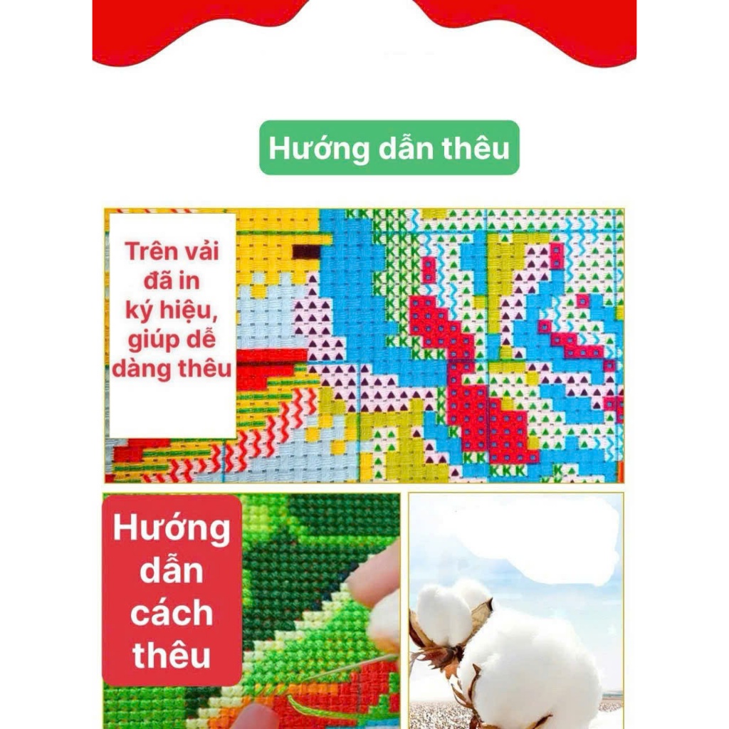 Tranh thêu kín Thỏ bán dưa VS8811, kích thước 50 x 67 cm