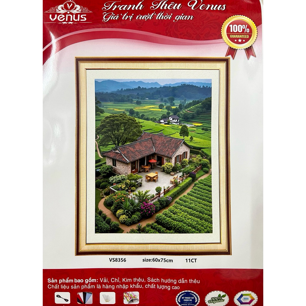 Tranh thêu kín Ngôi nhà bình yên VS8356, kích thước 60 x 75 cm