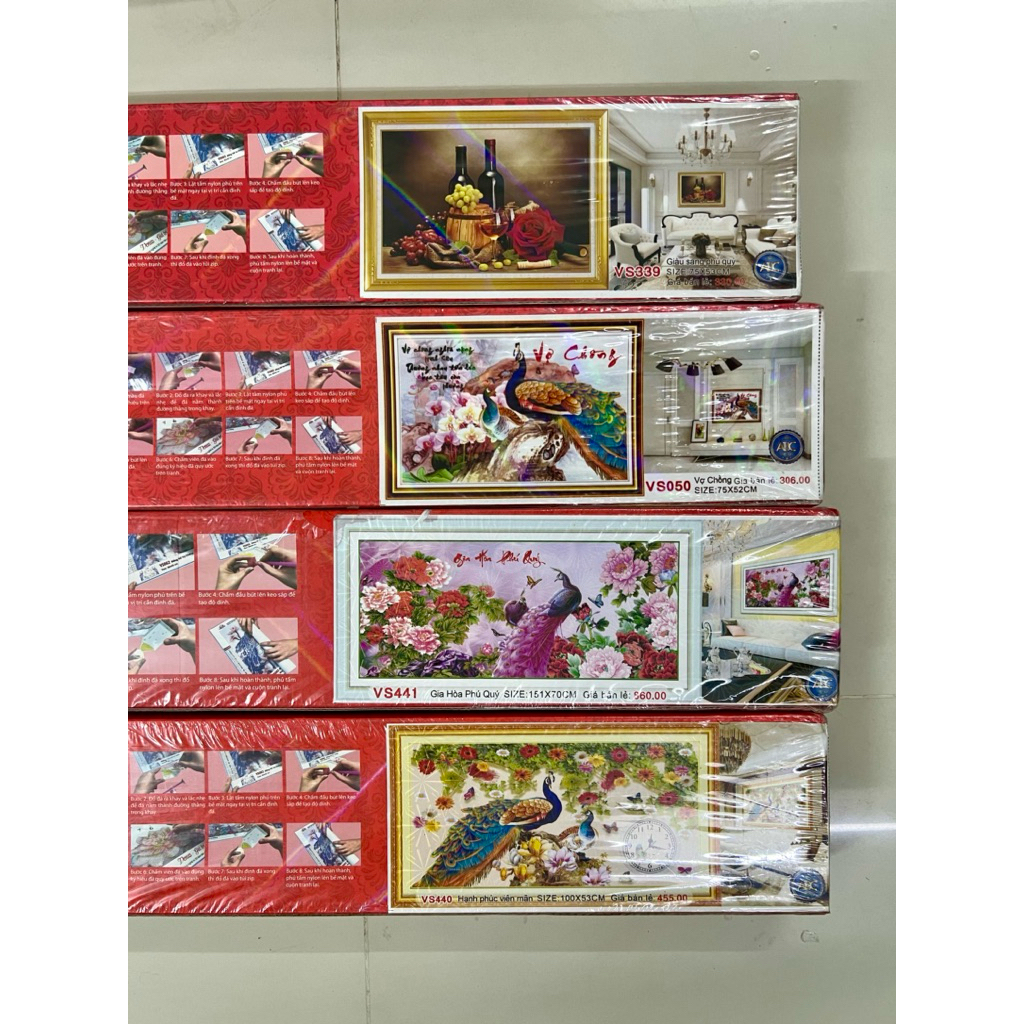 Tranh đính đá (chưa đính) Cửu ngư quần hội LV450, kích thước 75 x 50 cm