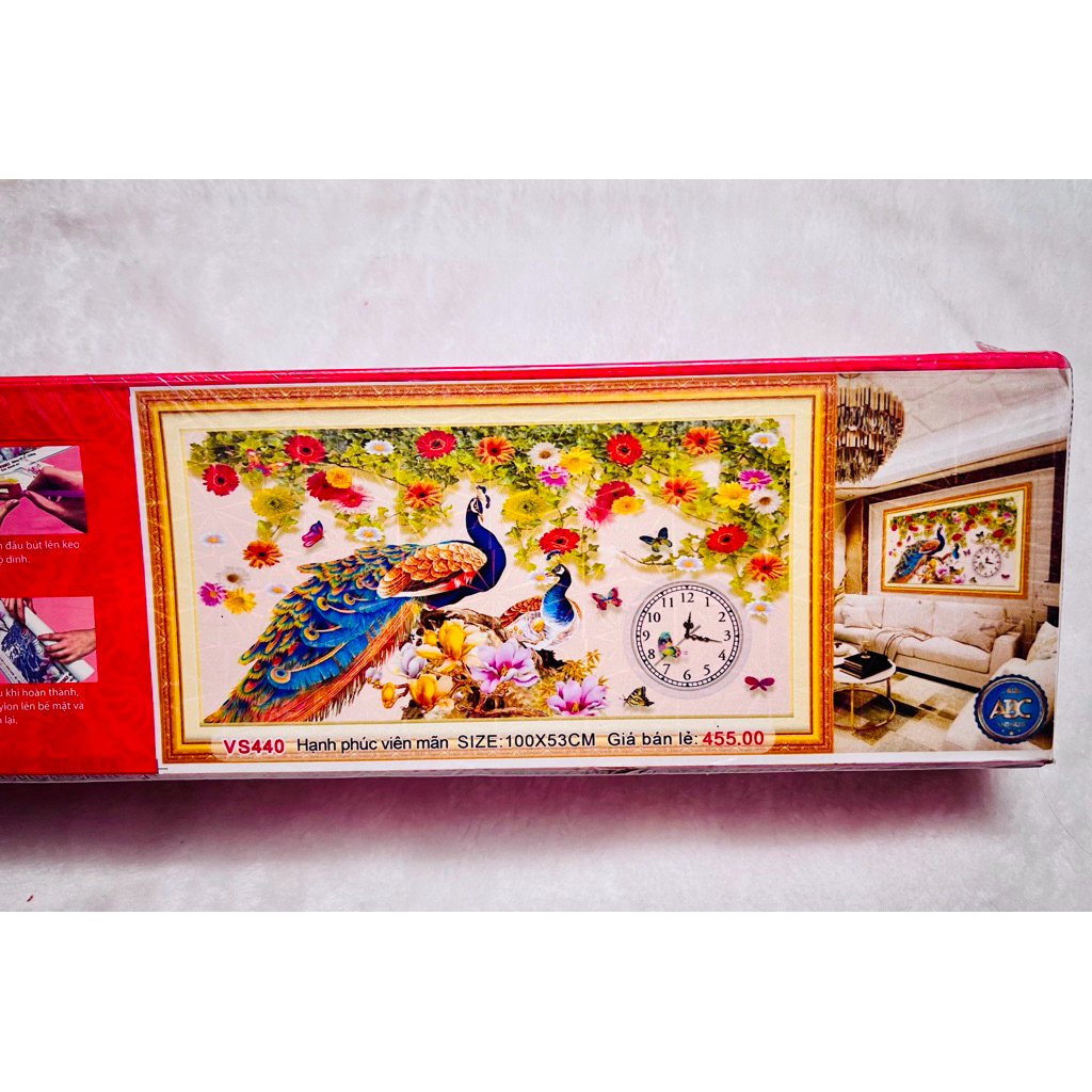 Tranh đính đá (chưa đính) Hạnh phúc viên mãn VS440, kích thước 100 x 53 cm