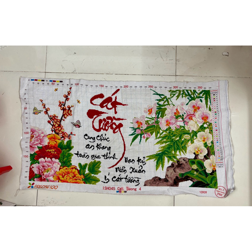 Tranh chữ thập thành phẩm Cát tường như ý, phú quý cát tường