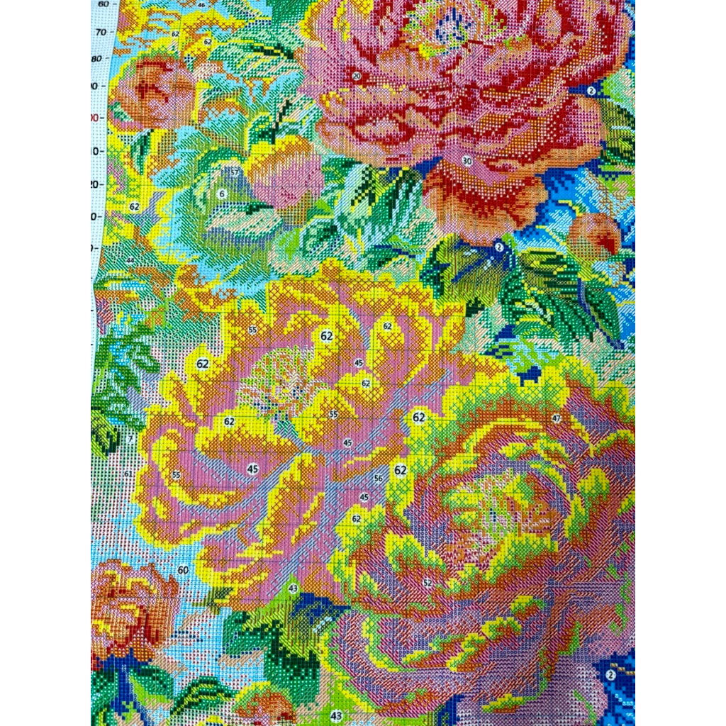 Tranh thêu kín Hoa mẫu đơn tươi sắc VS9089, kt 50x 90 cm