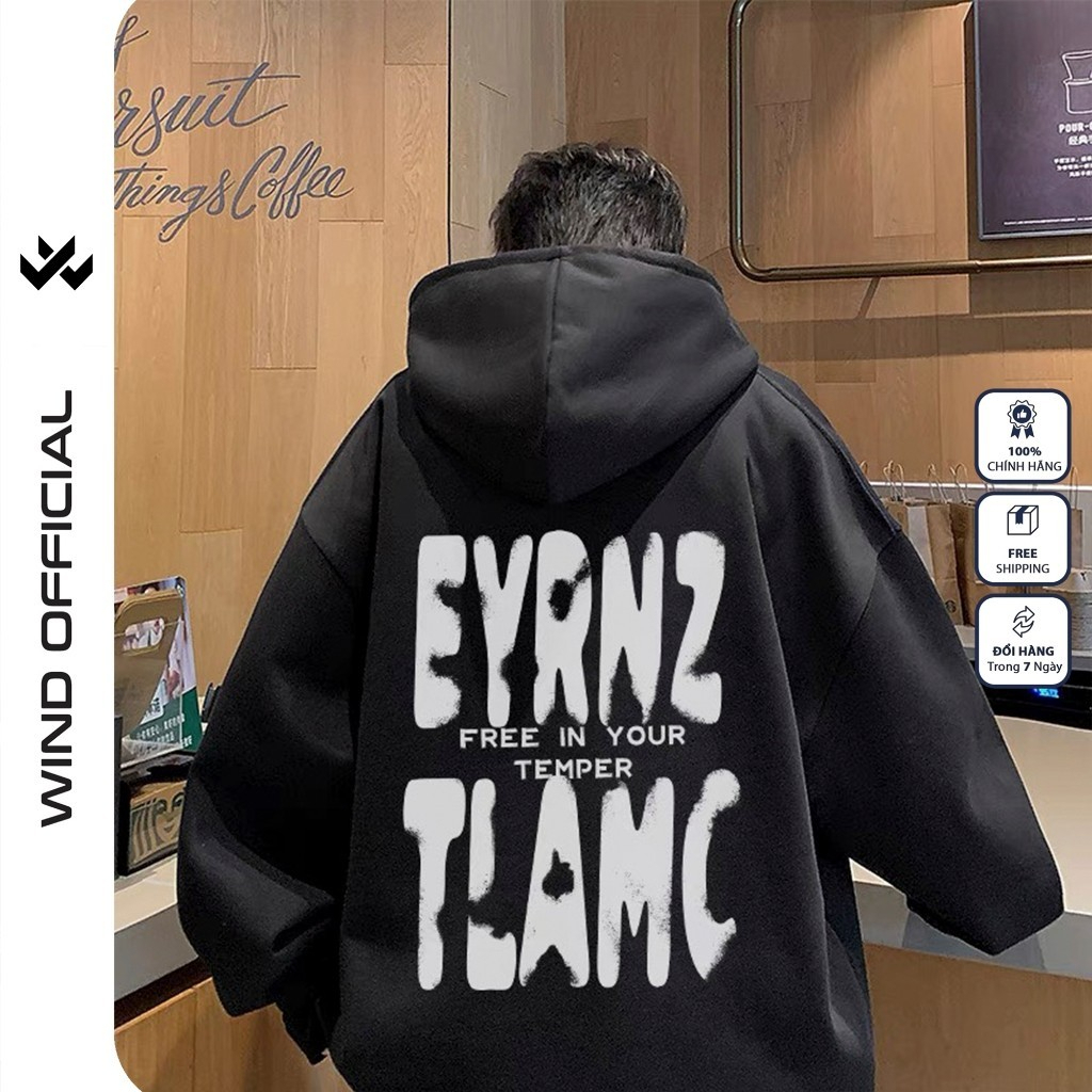 Áo Hoodie unisex form rộng WIND nỉ bông TEMPER thời trang thu đông nam oversize áo khoác chống nắng mùa hè