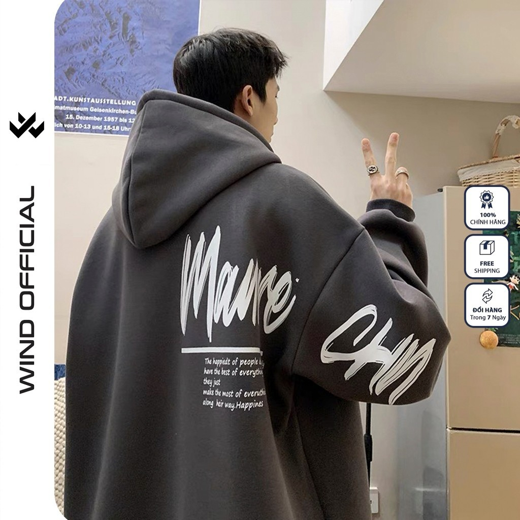 Áo hoodie unisex form rộng WIND MAURE oversize nỉ ngoại nam nữ oversize áo khoác chống nắng mùa hè