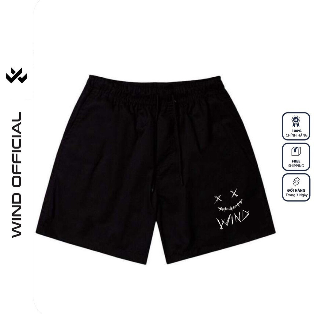 Quần short thun nam nữ WIND unisex ống rộng WIND DEVIL đùi lửng ngố thời trang mặc nhà