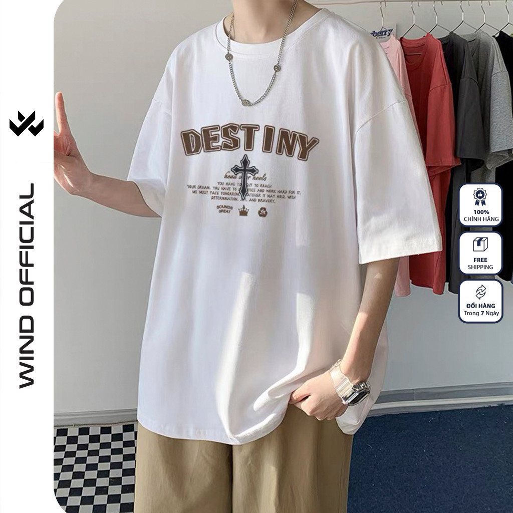 Áo thun tay lỡ WIND unisex form rộng DESTINY 65% cotton thời trang nam nữ oversize ulzzang