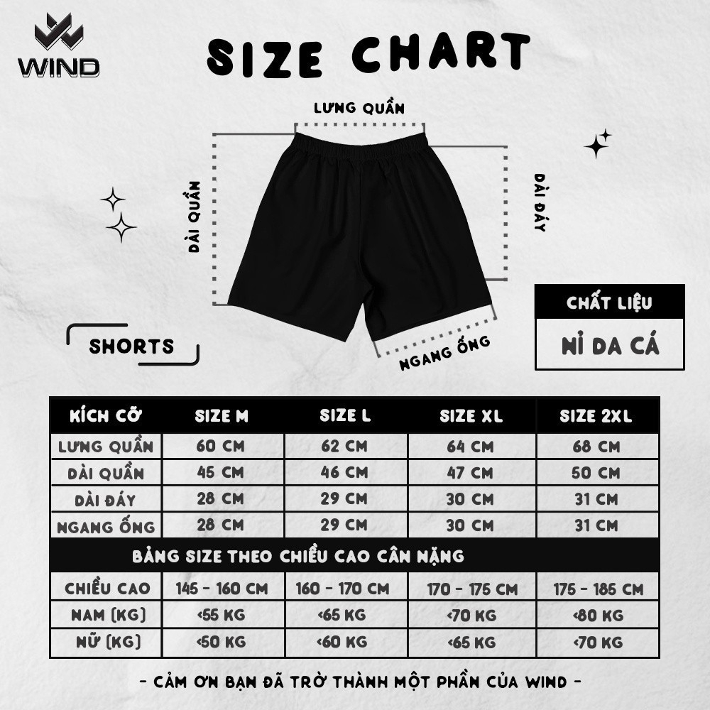 Quần short thun nam nữ WIND unisex ống rộng WIND DEVIL đùi lửng ngố thời trang mặc nhà