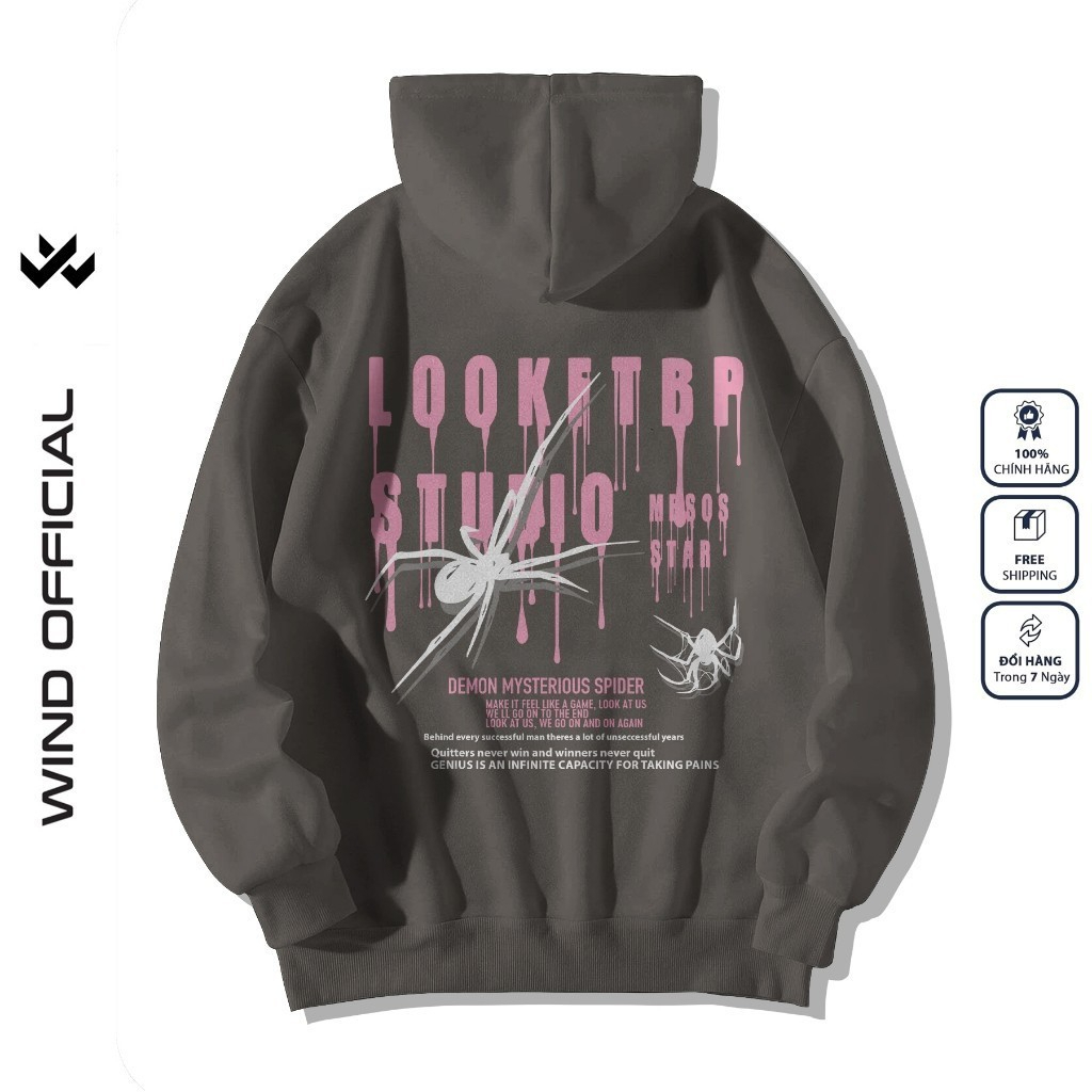 Áo hoodie unisex form rộng WIND DEMON nỉ Bông thời trang nam oversize thu đông áo khoác chống nắng mùa hè