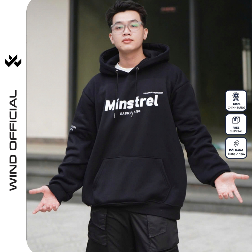 Áo hoodie unisex form rộng WIND MINSTREL hoodie nút bấm thời trang nam nữ nỉ bông oversize áo khoác chống nắng mùa hè