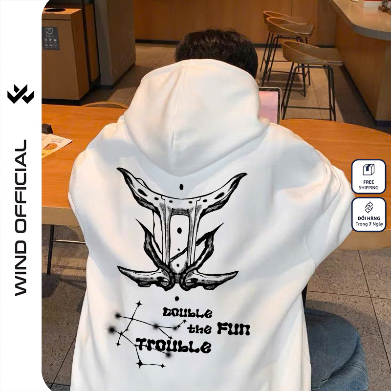 Áo hoodie unisex form rộng WIND 12 Cung Hoàng Đạo V1 hoodie nút bấm thời trang nam nữ nỉ bông oversize Menswear Dài Tay Tay Dài