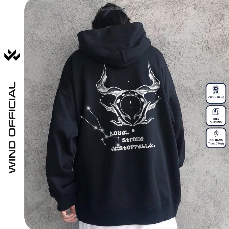 Áo hoodie unisex form rộng WIND 12 Cung Hoàng Đạo V1 hoodie nút bấm thời trang nam nữ nỉ bông oversize Menswear Dài Tay Tay Dài