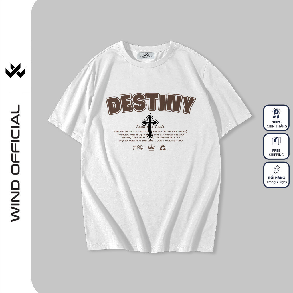Áo thun tay lỡ WIND unisex form rộng DESTINY 65% cotton thời trang nam nữ oversize ulzzang