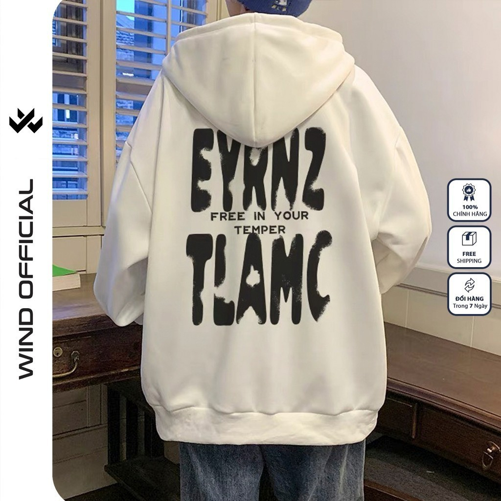 Áo Hoodie unisex form rộng WIND nỉ bông TEMPER thời trang thu đông nam oversize áo khoác chống nắng mùa hè