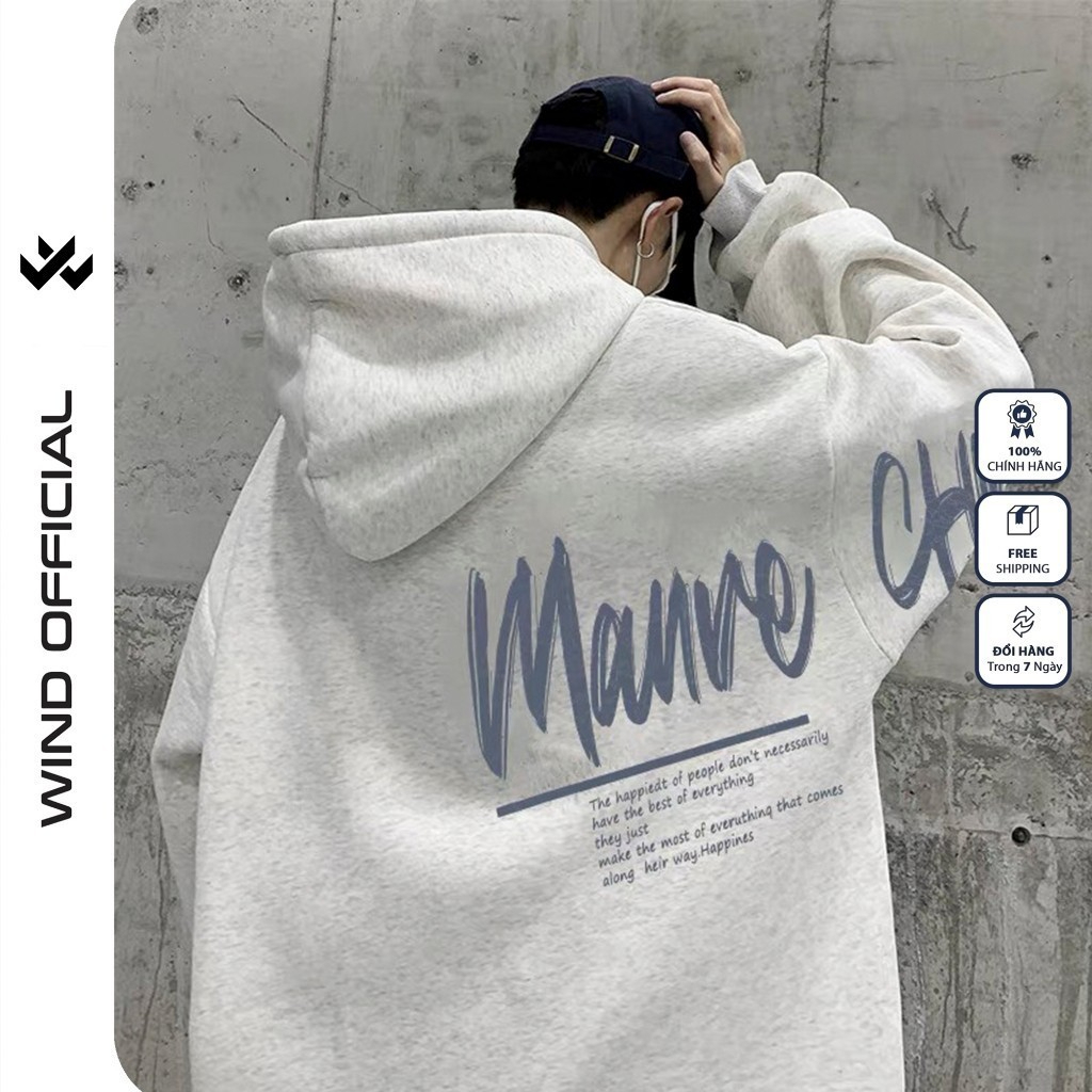 Áo hoodie unisex form rộng WIND MAURE oversize nỉ ngoại nam nữ oversize áo khoác chống nắng mùa hè
