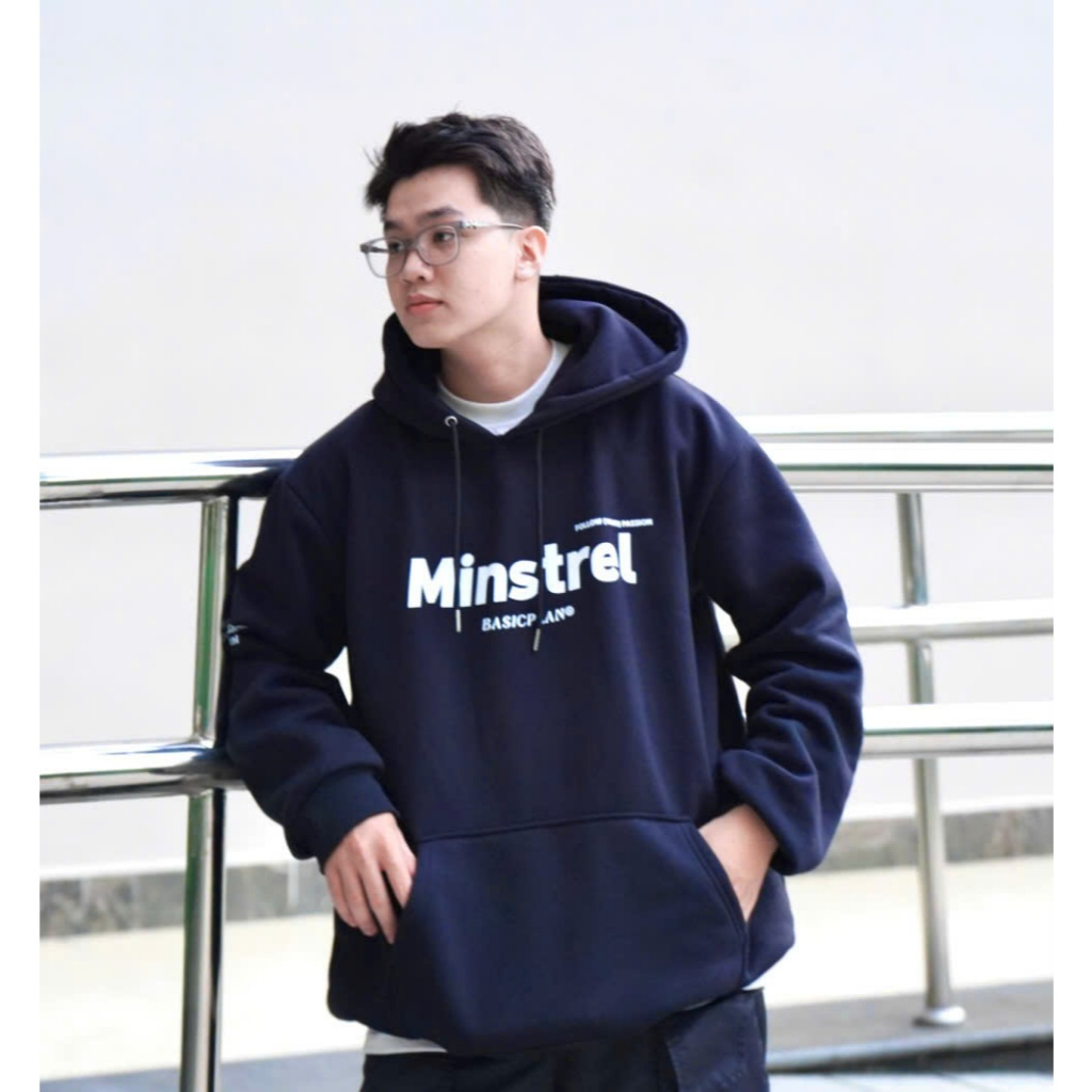 Áo hoodie unisex form rộng WIND MINSTREL hoodie nút bấm thời trang nam nữ nỉ bông oversize áo khoác chống nắng mùa hè