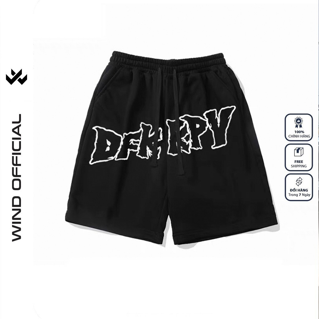 Quần short thun nam nữ WIND unisex ống rộng DEKKRY đùi lửng ngố thời trang mặc nhà