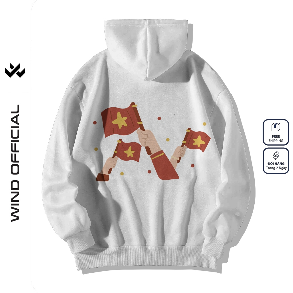 Áo hoodie unisex form rộng WIND CON TEM dây kéo nam nữ nỉ bông oversize vibe Genz khoác chống nắng