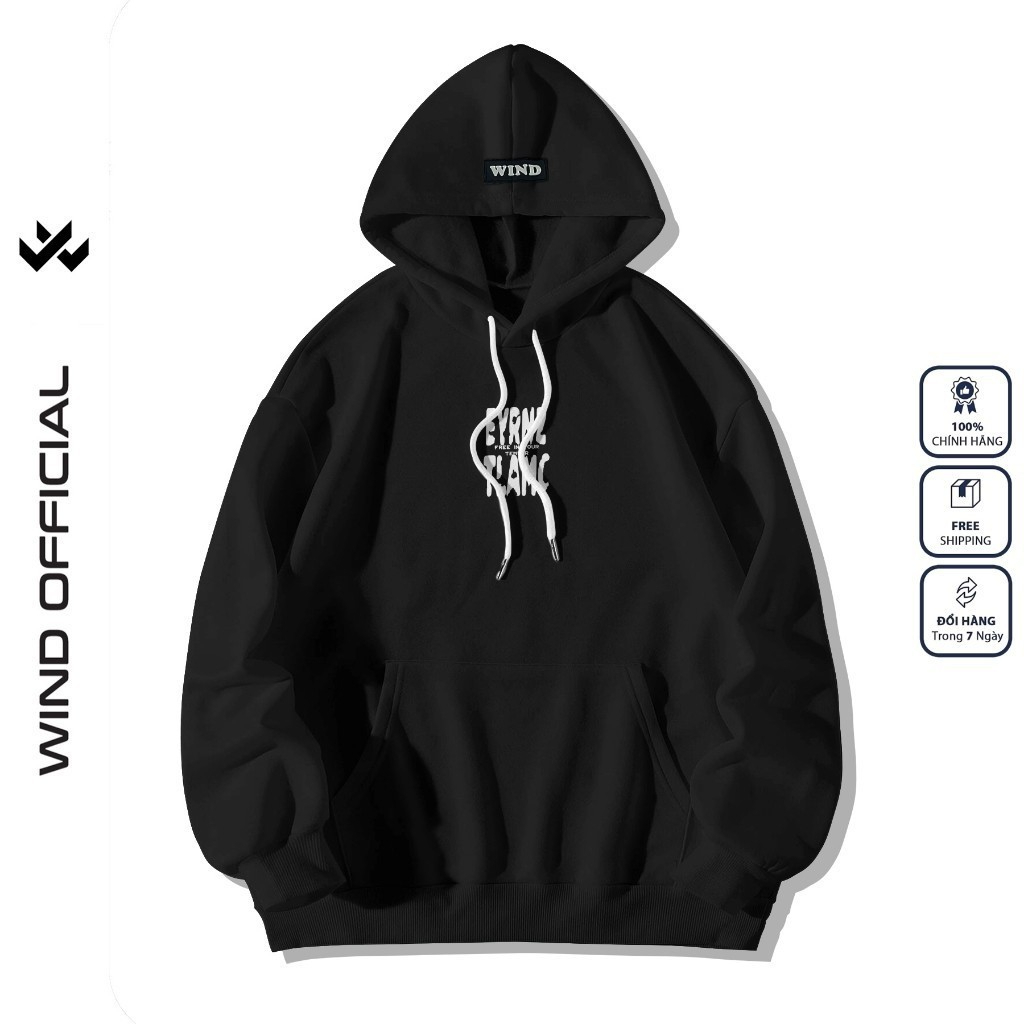 Áo Hoodie unisex form rộng WIND nỉ bông TEMPER thời trang thu đông nam oversize áo khoác chống nắng mùa hè