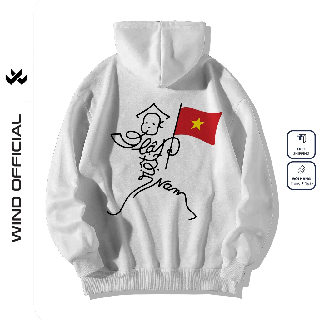 Áo hoodie unisex form rộng WIND ĐỘC LẬP VIỆT NAM 02 dây kéo nam nữ nỉ bông oversize Genz khoác chống nắng