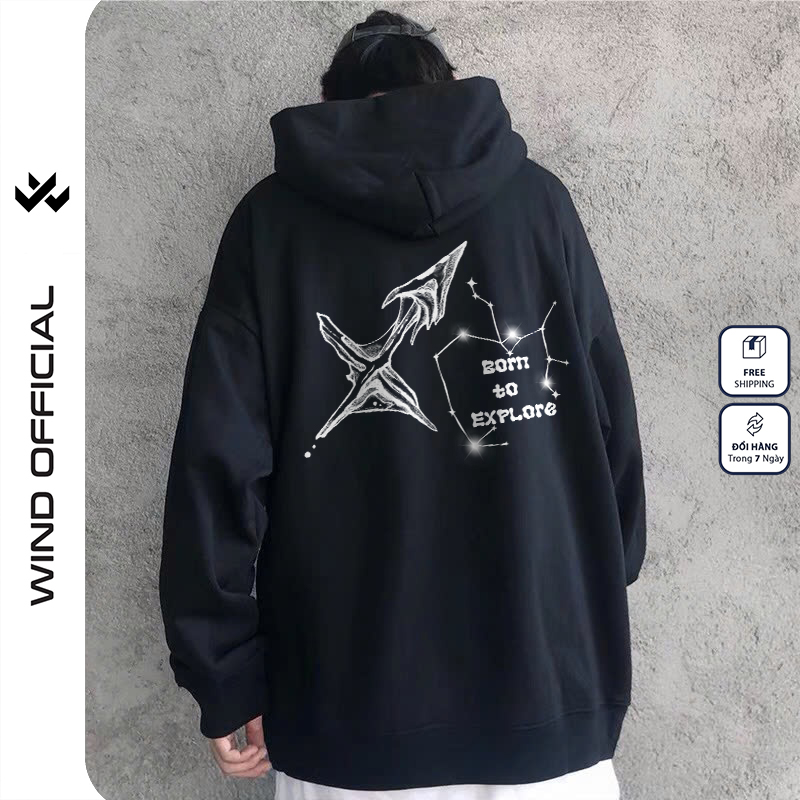 Áo hoodie unisex form rộng WIND 12 Cung Hoàng Đạo V1 hoodie nút bấm thời trang nam nữ nỉ bông oversize Menswear Dài Tay Tay Dài