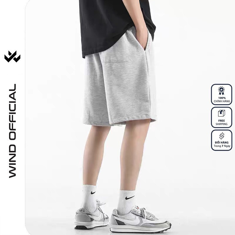 Quần short thun nam nữ WIND unisex ống rộng WIND DEVIL đùi lửng ngố thời trang mặc nhà