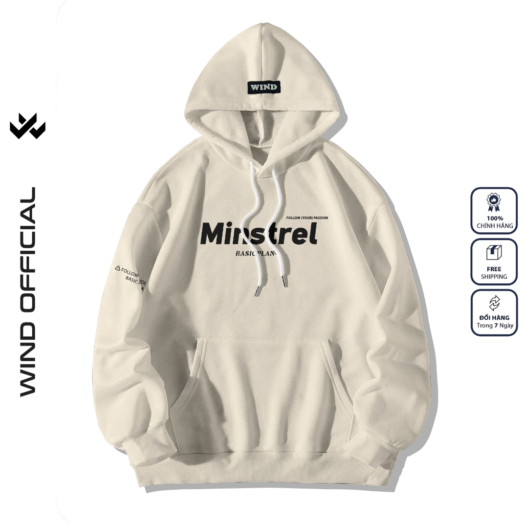 Áo hoodie unisex form rộng WIND MINSTREL hoodie nút bấm thời trang nam nữ nỉ bông oversize áo khoác chống nắng mùa hè