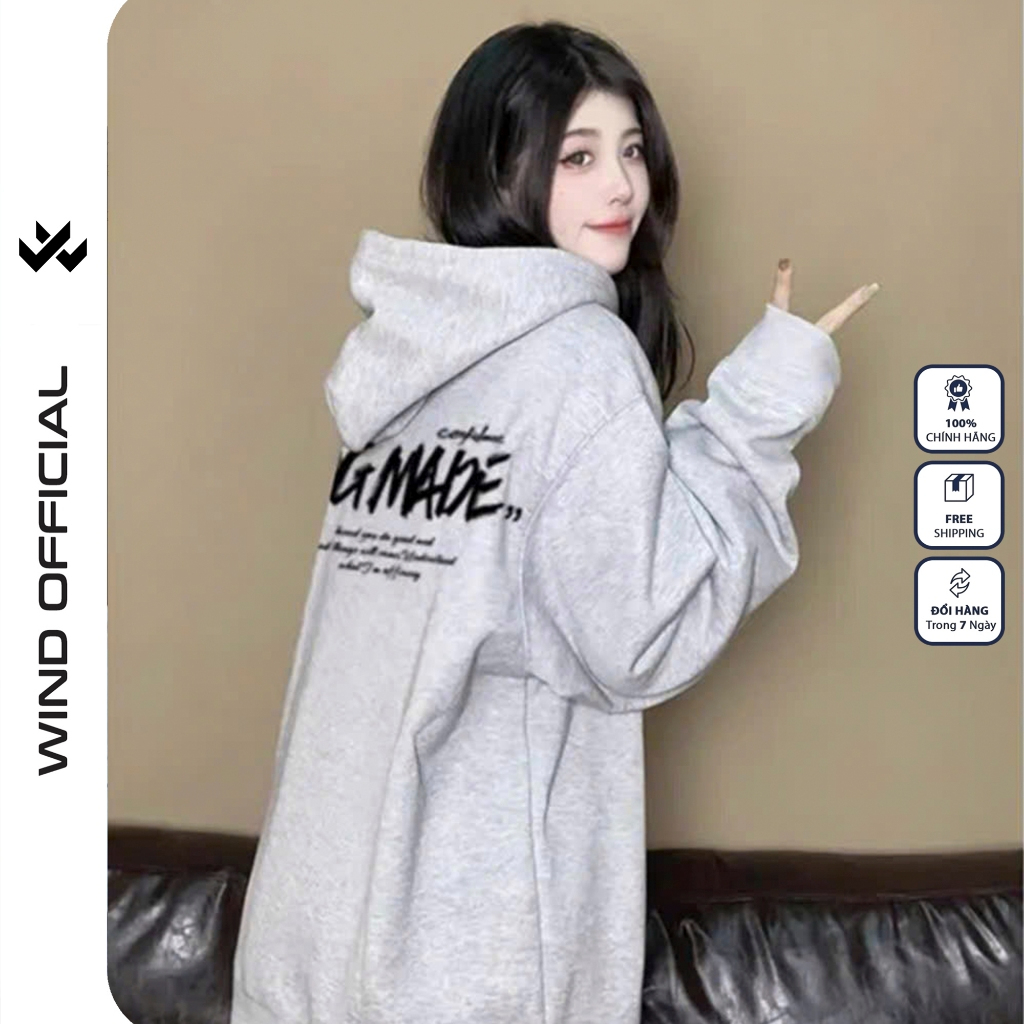 Áo hoodie unisex form rộng WIND WOGMADE hoodie nút bấm thời trang nam nữ nỉ bông oversize áo khoác chống nắng mùa hè